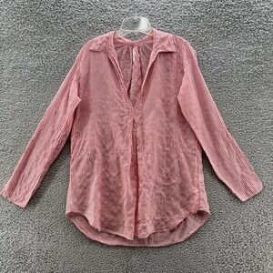 American Colors Blouse Womens Small Red Striped Lightweight Tunic Classic Beach